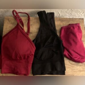 Secret Treasures Red and Black Sports Bra Set
